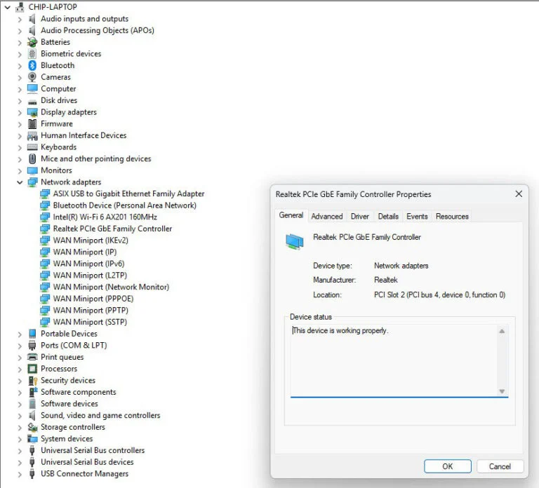 Checking Network Adapter Status in Windows