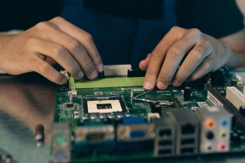 Close-up of laptop opened for battery repair or replacement at home or by professional